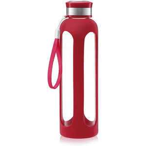 SWIG SAVVY Glass Water Bottle With Protective Silicone Sleeve & Leak Proof Lid