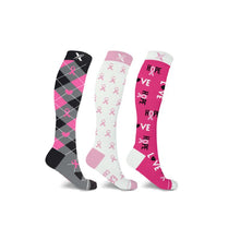 Load image into Gallery viewer, Breast Cancer Awareness Knee High Compression Socks - 3 Pack