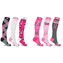 Load image into Gallery viewer, Breast Cancer Awareness Knee High Compression Socks - 3 Pack