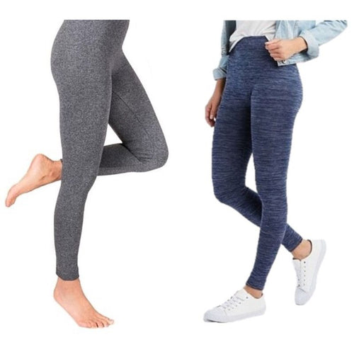 Womens High-Waisted Fleece Lined Marled Leggings