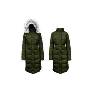 Women's Long Heavyweight Parka Jacket With Faux Fur Hood