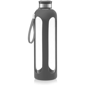 SWIG SAVVY Glass Water Bottle With Protective Silicone Sleeve & Leak Proof Lid